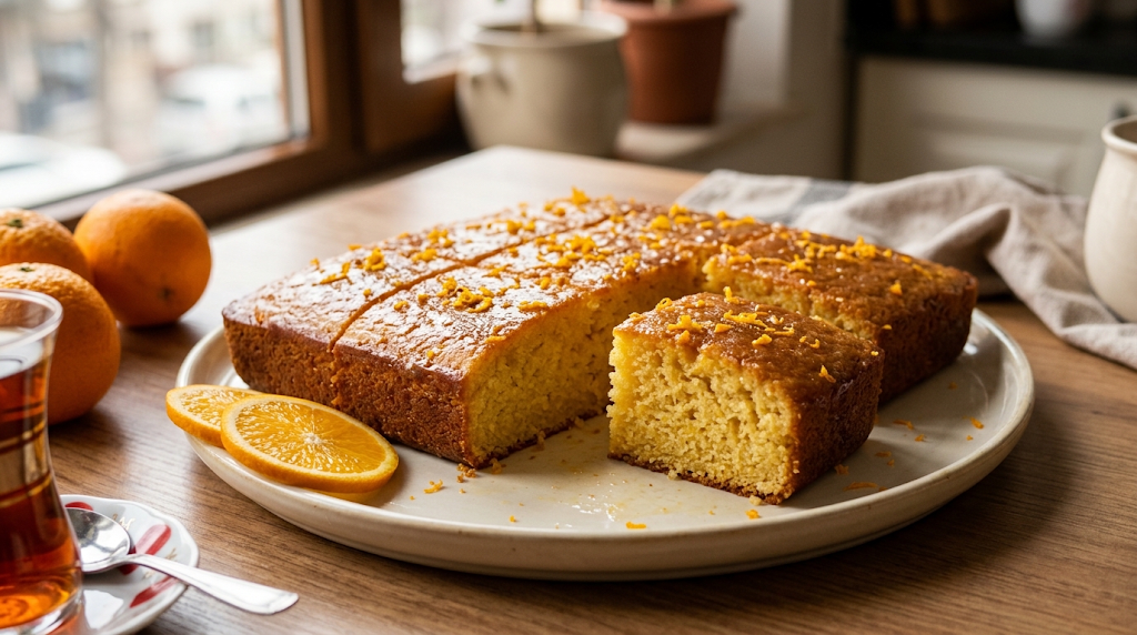 Turkish wet chocolate cake with orange flavor
