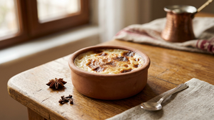 Turkish rice pudding with a caramelized top